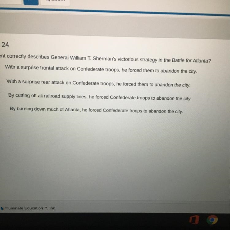 FAST!Which statement correctly describes General William T. Sherman’s victorious strategy-example-1