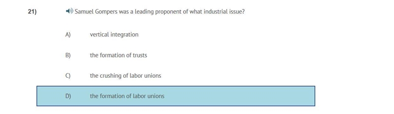 PLEASE HELP ASAP!!! CORRECT ANSWER ONLY PLEASE!!! Samuel Gompers was a leading proponent-example-1