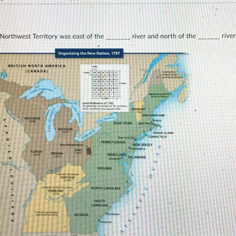 1. Mississippi and Ohio 2. Mississippi and Delawar 3.Ohio Missouri 4. Ohio and Mississippi-example-1