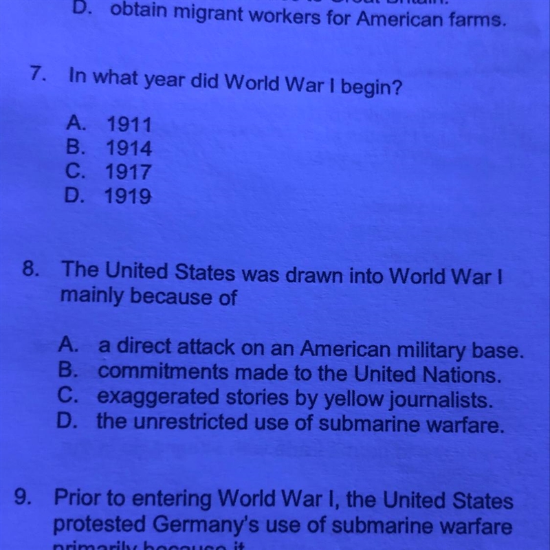 The united states was drawn into world war 1 mainly because of-example-1