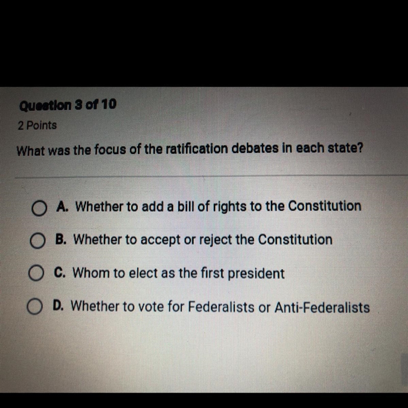 What was the focus of the ratification debates in each state?-example-1