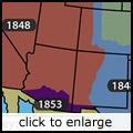 Describe events that explain the border differences between these maps. Use information-example-1