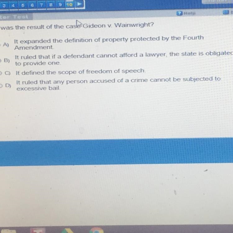 What was the result of the case Gideon v. Wainwright?-example-1