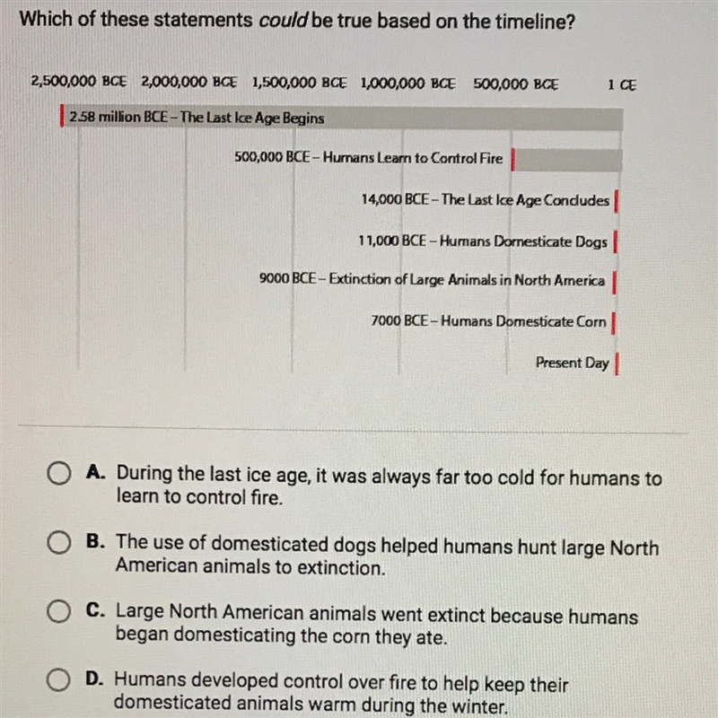 Which of these statements could be true based on the timeline?-example-1