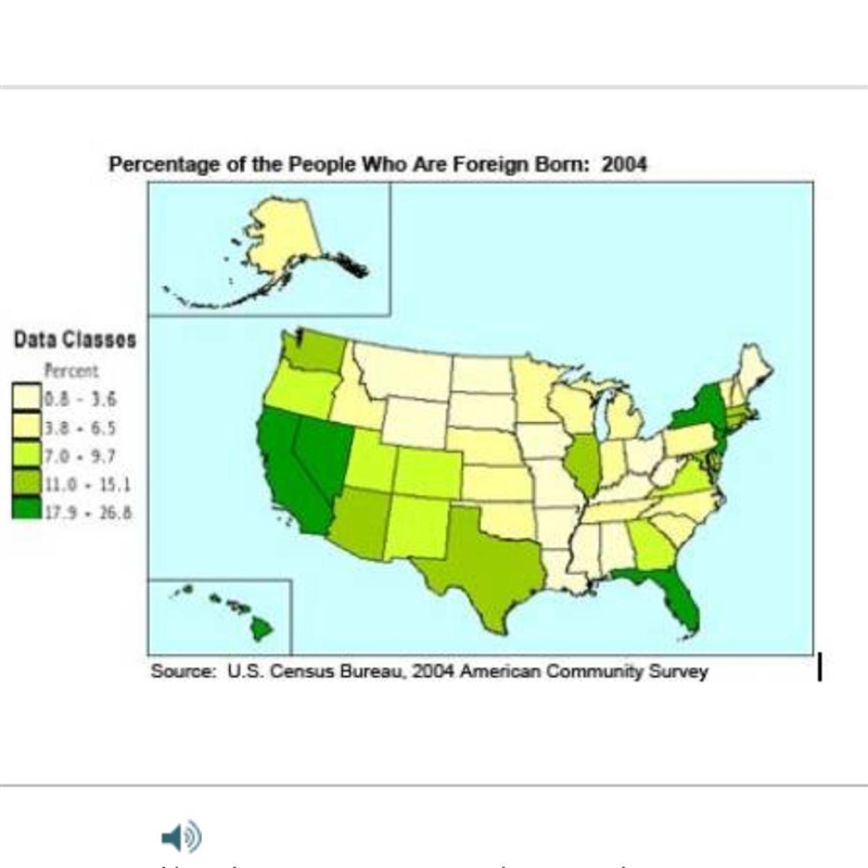 From this map, what can you MOST LIKELY conclude about immigrants? A) They enjoy living-example-1