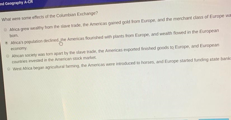 What were some effects of the Columbian Exchange?-example-1