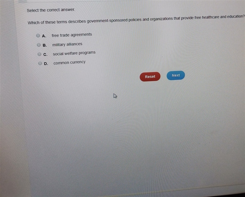 PLEASE HELP IM STUCK which of these terms describes government-sponsored ploicies-example-1