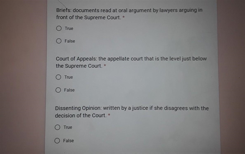 What are the answers to the question 1) true or false 2)true or false 3)true or false-example-1