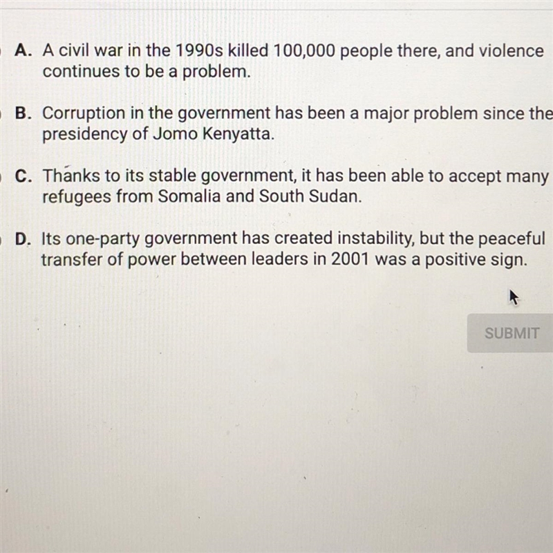 Which statement best describes Algeria in the years since its independence?-example-1