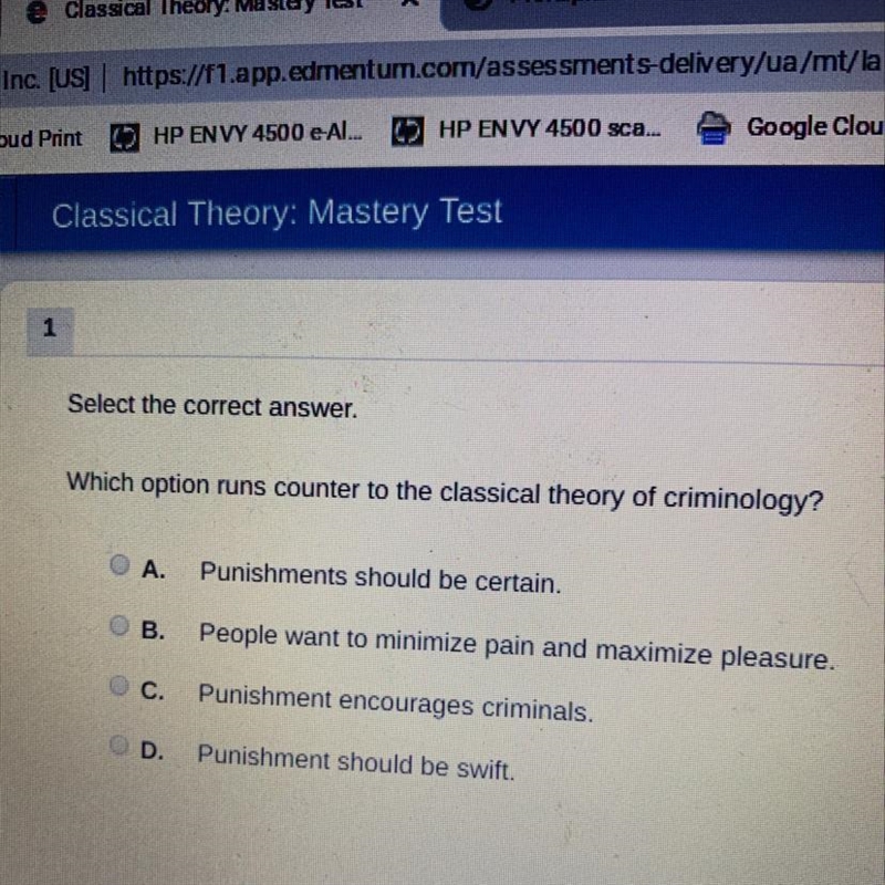 Which option runs counter to the classical theory of criminology-example-1