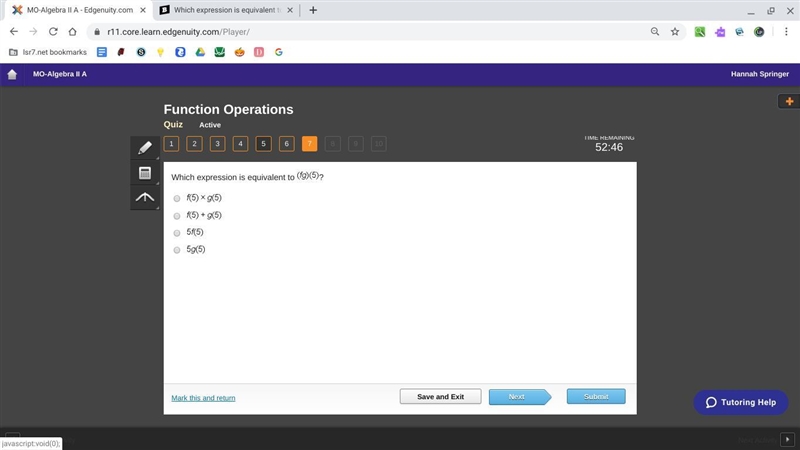 Which expression is equivalent to (fg)(5)?-example-1