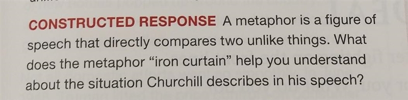 CONSTRUCTED RESPONSE A metaphor is a figure of speech that directly compares two unlike-example-1