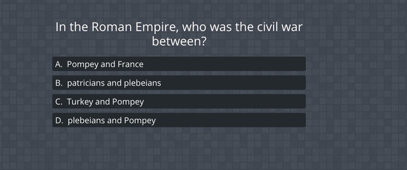 In the Roman Empire, who was the Civil War between?-example-1