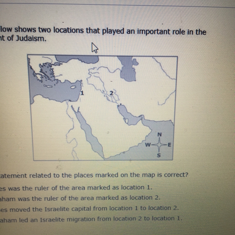 Which statement related to the places marked on the map is correct A.Moses was the-example-1