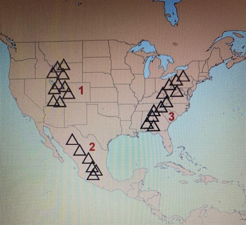 On the map , #2 is identifying which mountain system?-example-1