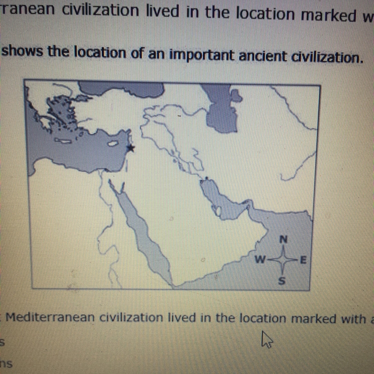 Which ancient Mediterranean civilization loved in the location marked with the star-example-1