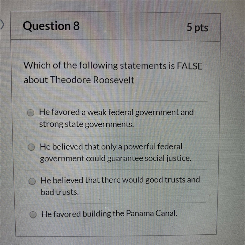 Which of the following is false about theodore roosevelt?-example-1