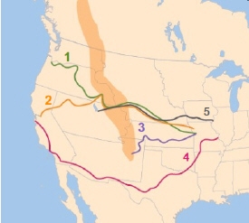 Study the map below. Which number corresponds to the Oregon Trail? 1 2 4 5-example-1