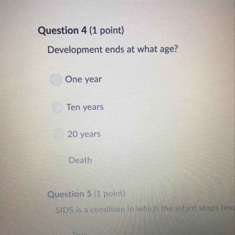 PLZZ HELP ME!!! Development ends at what age?-example-1