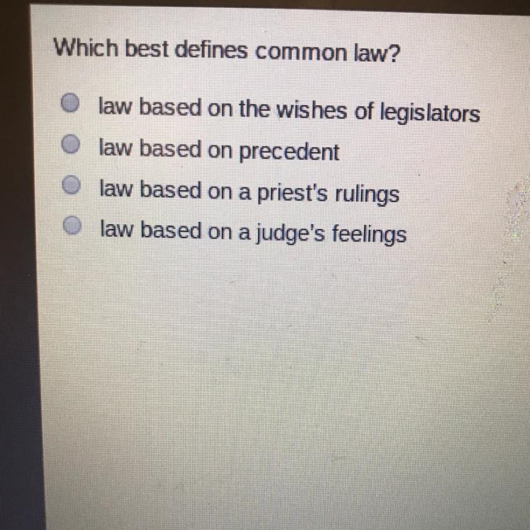 What best defines common law ?-example-1