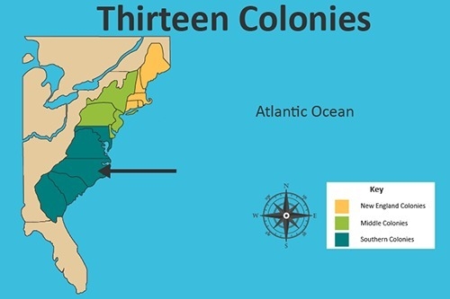 On the map, which colony is the arrow pointing to? the chooses are A.Maryland B.Rhode-example-1