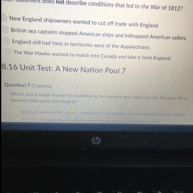 Which statement does not describe conditions that led to the war of 1812-example-1