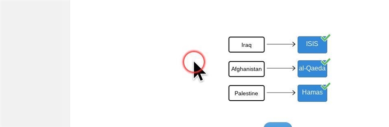 Match the terrorist organizations with the region in which they formed. Hamas ISIS-example-1