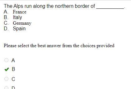 The alps run along the northern boarder of ___ A France B Italy C Germany D Spain-example-1