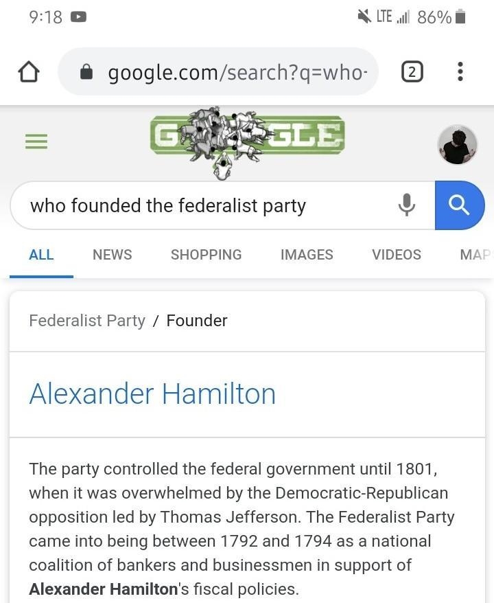 Thomas Jefferson founded the Federalist Party. Question 8 options: True False-example-1