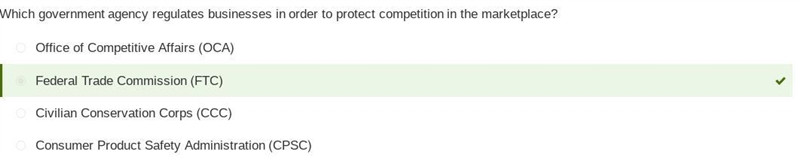 Which government agency regulates businesses in order to protect competition in the-example-1