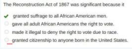 The reconstruction act of 1867 was significant because it-example-1