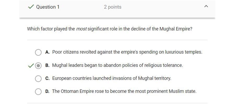 Which factor played the most significant role to decline of the Mughal empire-example-1