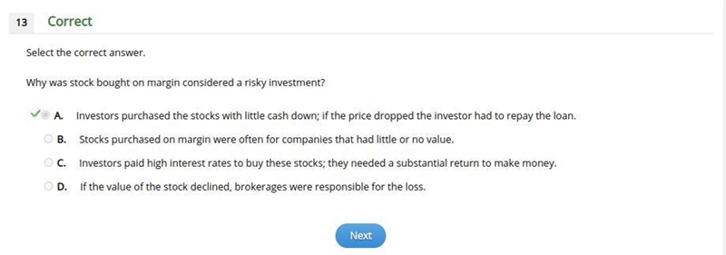 Why was stocked bar on margin considered a risky investment-example-1