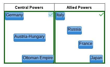 Identify the nations that belonged to the Central Powers and the Allied Powers. Germany-example-1