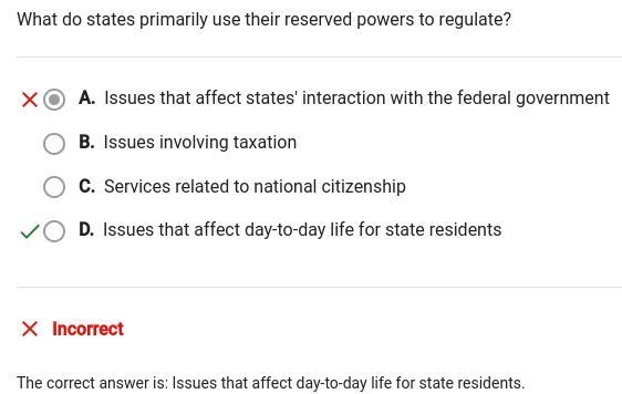 What do states primarily use their reserved powers to regulate?-example-1