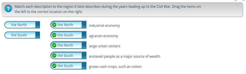 Match each description to the region it best describes during the years leading up-example-1