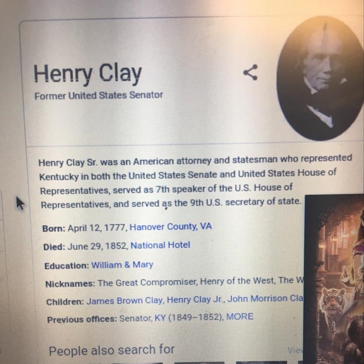 Which of the following political offices did Henry Clay NOT hold? A) member of the-example-1