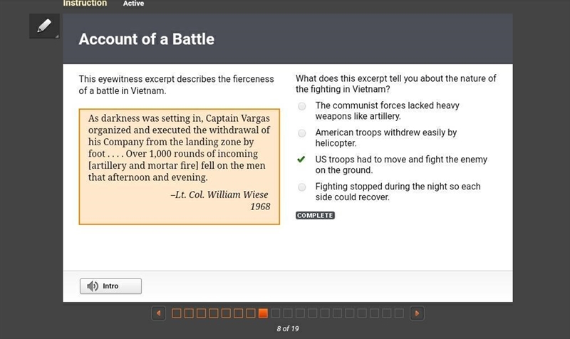 What does this excerpt tell you about the nature of the fighting in Vietnam? A. The-example-1