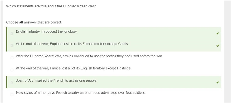 Which two nations fought The Hundred Years' War? Question 1 options: France and Italy-example-4