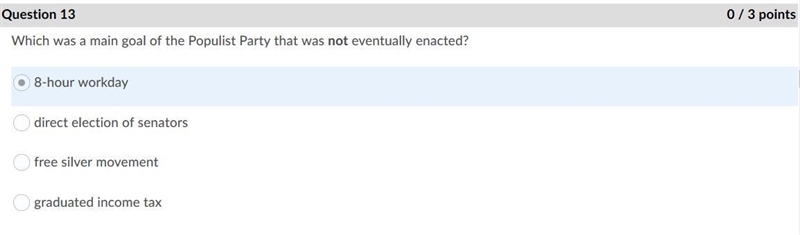 Which was a main goal of the populist party that was not eventually enacted? A: coinage-example-1