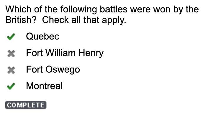 Which of the following battles were won by the British-example-1