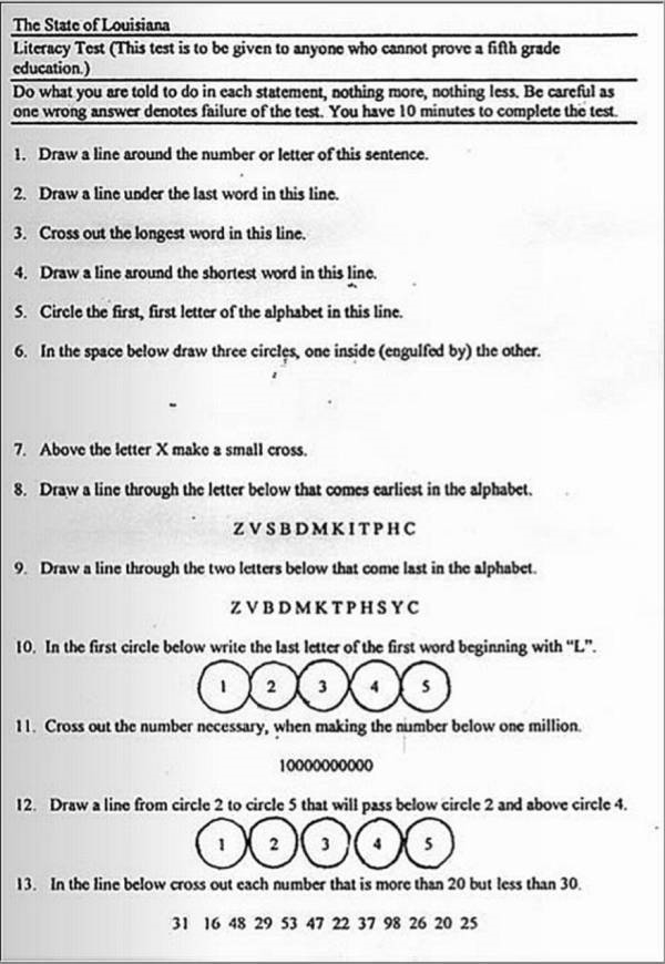 In 1890 Mississippi became the first state to use poll tax. Name one other way African-example-1