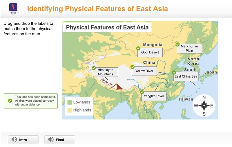 Drag and drop the physical features to match the geographic region in China. you will-example-1