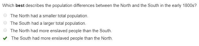 Which best describes the population differences between the North and the South in-example-1