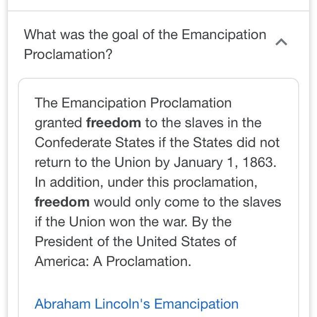 What were the goals of Emancipation proclamation-example-1