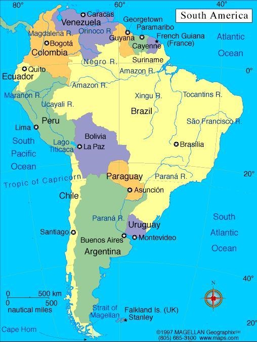 Which country is to the south of Ecuador?-example-1