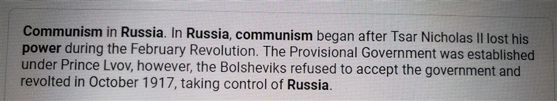 How did the communists gain power in russia-example-1