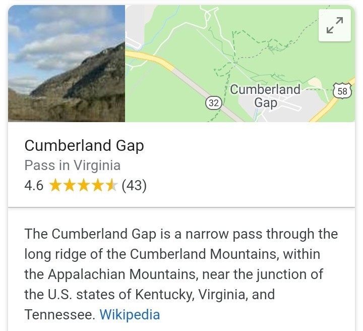 The Cumberland gap or is located along the present day border of which state-example-1