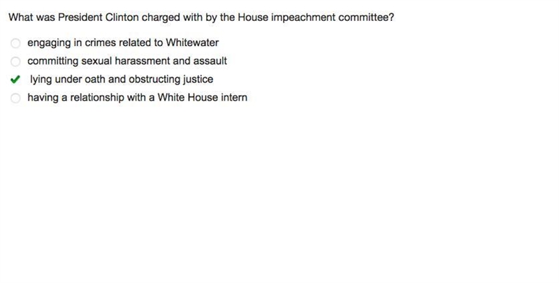 What was President Clinton charged with by the House impeachment committee? engaging-example-1