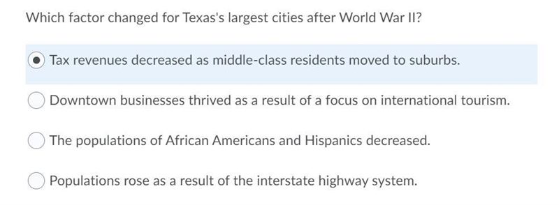 WILL GIVE 60 POINTS IF ANSWERED IN 10 MIN HELP!!! which factor changed for texas’s-example-1